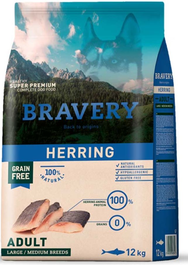Bravery Dog Herring Large/Medium Adult, з оселедцем