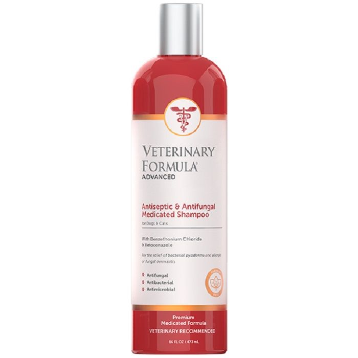Veterinary Formula Clinical Care Antiseptic&Antifungal Medicated Shampoo Антисептичний та протигрибковий, з хлоридом бензетонію та кетоконазолом