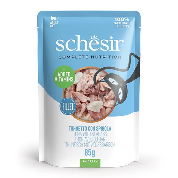 Schesir Cat Adult Tuna Seabass Wet, тунець з морським окунем