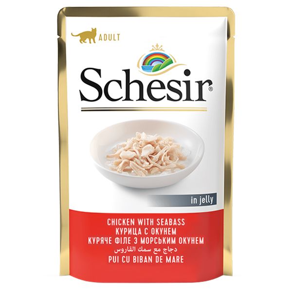 Schesir Cat Adult Chicken Seabass Wet, курка з морським окунем