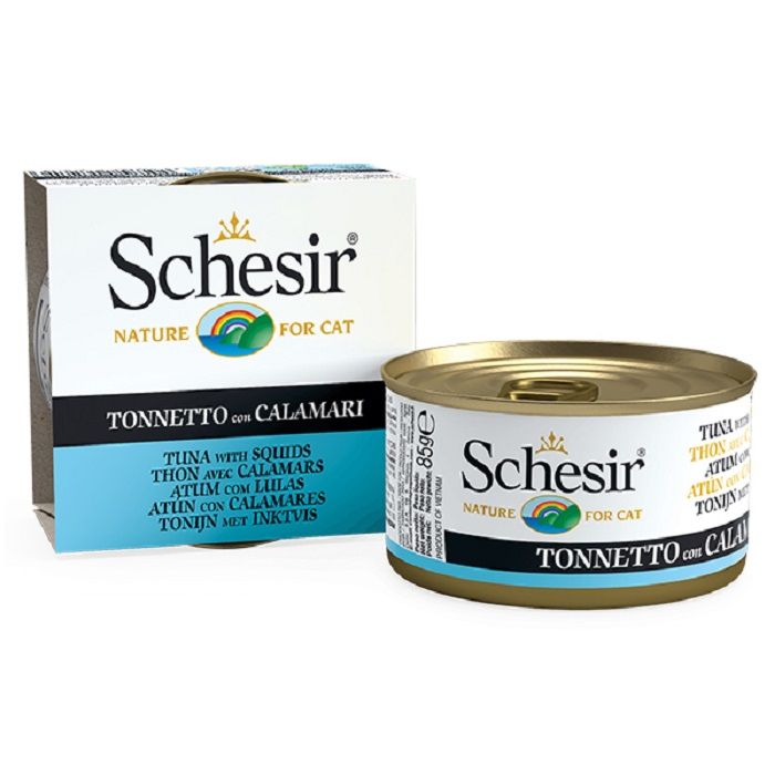 Schesir Cat Adult Tuna Squid Wet, тунець з кальмаром