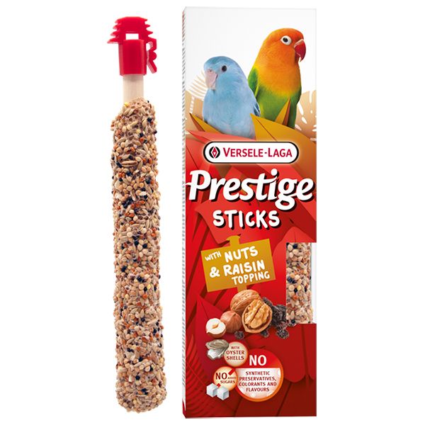 Versele-Laga Prestige Sticks Small Parrot Nuts & Raisin topping, Горіхи та родзинки