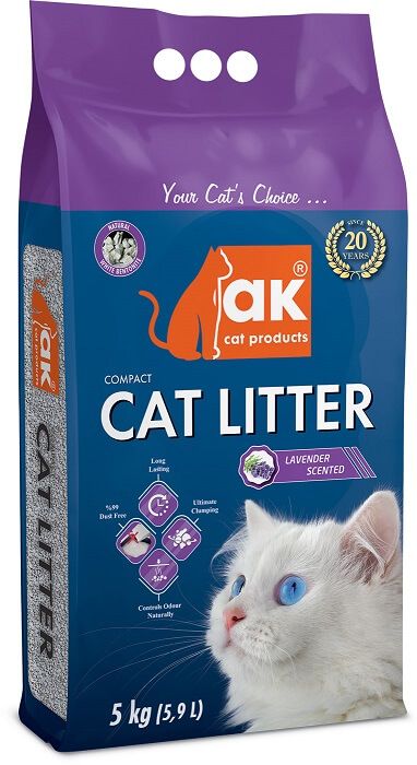 AK Cat Products Compact Cat Litter Lavender бентоніт з ароматом лаванди