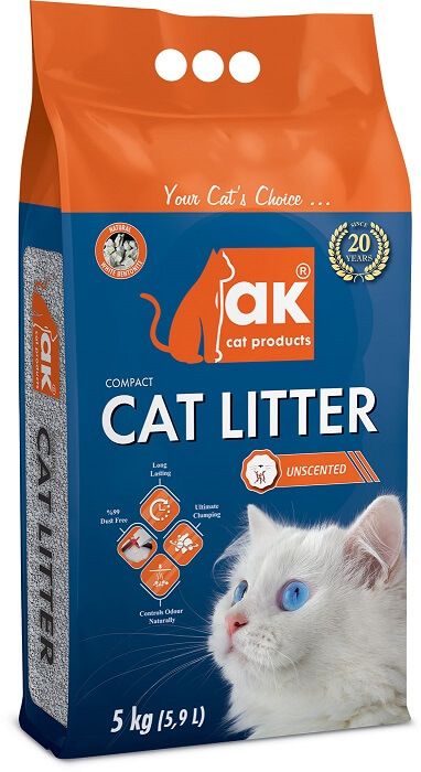 AK Cat Products Compact Cat Litter Unscented бентоніт без запаху