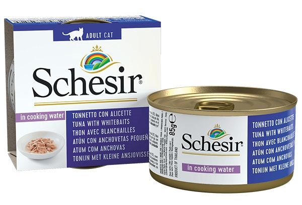 Schesir Cat Adult Tuna Whitebait Rice Wet, тунець з анчоусами в бульоні