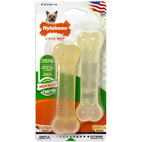 Nylabone Flexi Chew Twin Pack з помірним стилем гризіння, смак курки