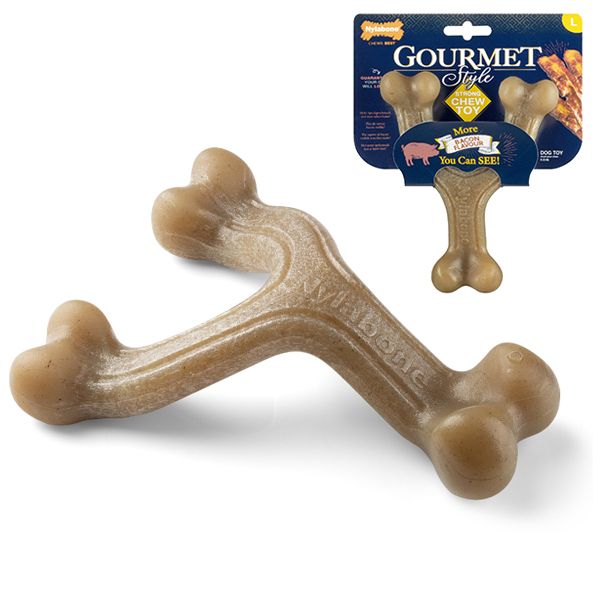 Nylabone Gourmet Wishbone Bacon Потрійна кістка, смак бекону
