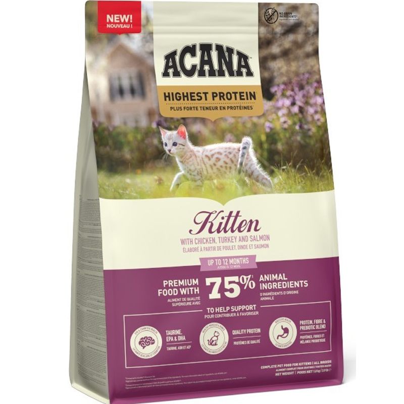 Acana Highest Protein Kitten, з куркою, індичкою та лососем