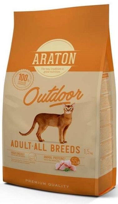 Araton Cat Adult Outdoor All Breeds, з куркою та індичкою