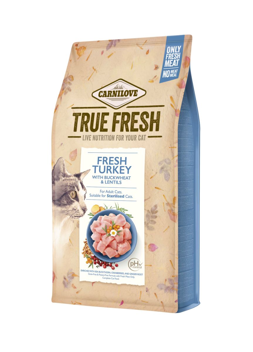 Carnilove Cat True Fresh Turkey with Buckwheat & Lentils, з індичкою