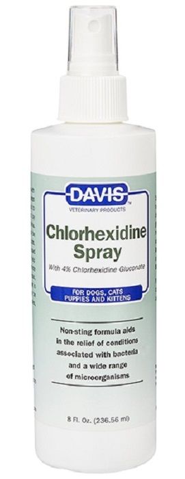 Davis Chlorhexidine Spray Спрей з 4% хлоргексидином для собак та котів із захворюваннями шкіри та шерсті
