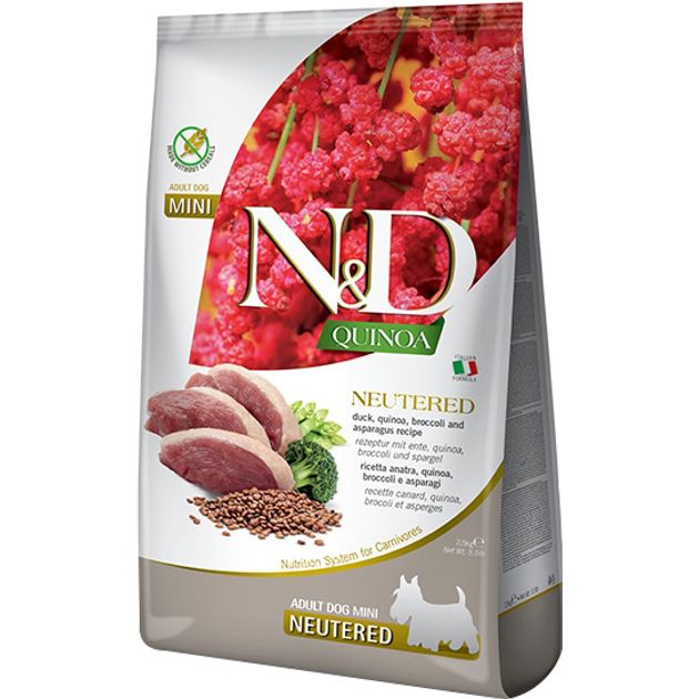 Farmina N&D Quinoa Duck, Brocooli & Asparagus Neutered Adult Mini