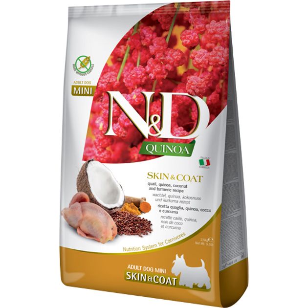 Farmina N&D (Quinoa) Skin & Coat Adult Mini, з перепілкою