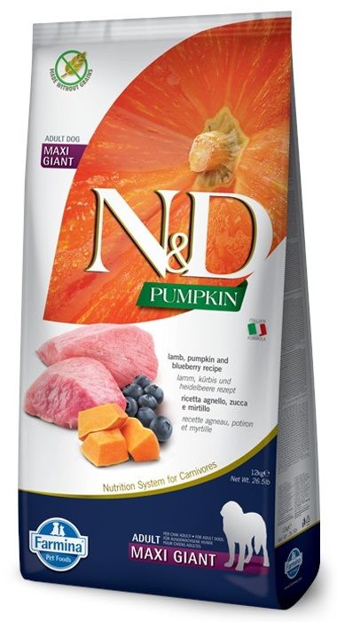 Farmina N&D (Pumpkin) Grain Free Lamb & Blueberry Adult Maxi & Giant, з ягням та чорницею
