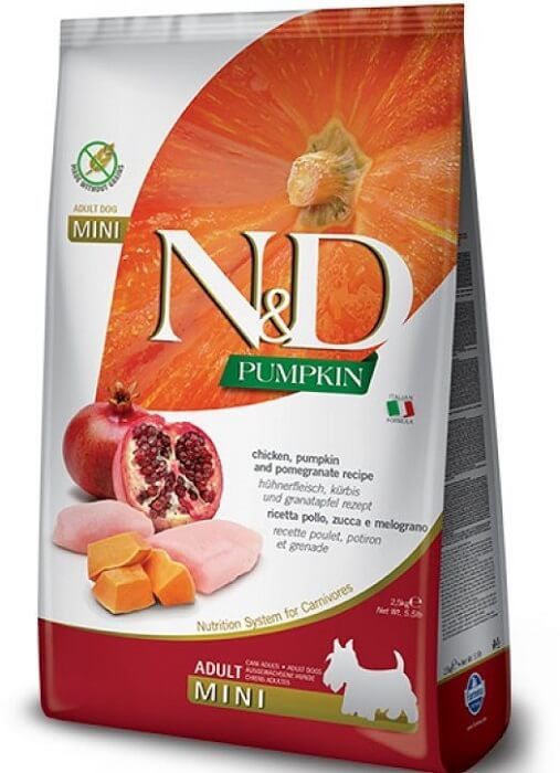 Farmina N&D (Pumpkin) Grain Free Chicken & Pomegranate Adult Mini, з куркою та гранатом