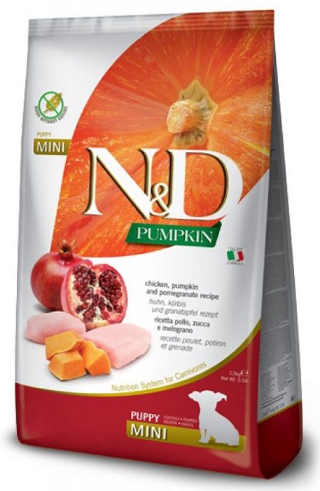 Farmina N&D (Pumpkin) Grain Free Chicken & Pomegranate Puppy Mini, з куркою та гранатом