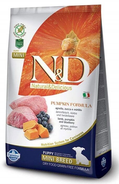 Farmina N&D (Pumpkin) Grain Free Lamb & Blueberry Puppy Mini, з ягням та чорницею