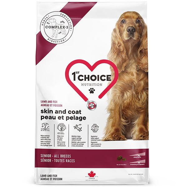 1st Choice Dog Senior Sensitive Skin Coat Lamb & Fish, з ягням та рибою