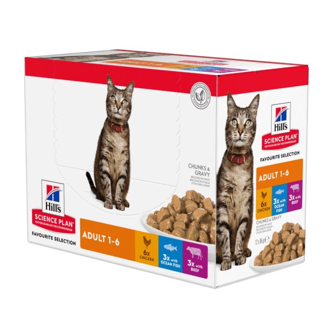 Hill's Science Plan Adult Wet Cat Food Multipack Chicken, Beef & Ocean Fish, курка, яловичина та океанська риба