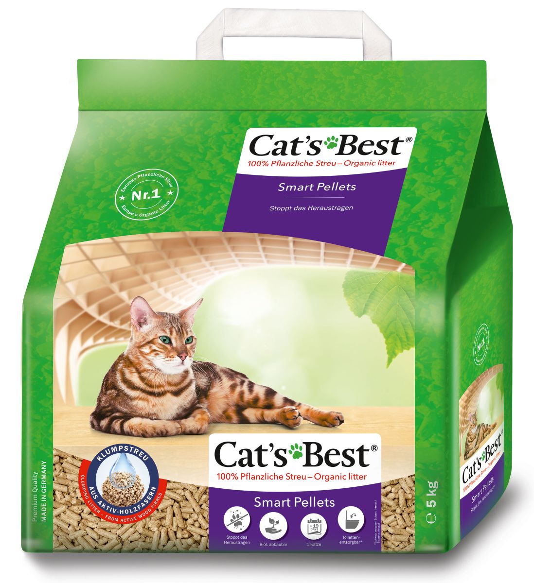 Cat's Best Nature Gold (Smart Pellets) Дерев'яний грудкуючий наповнювач для котячого туалету