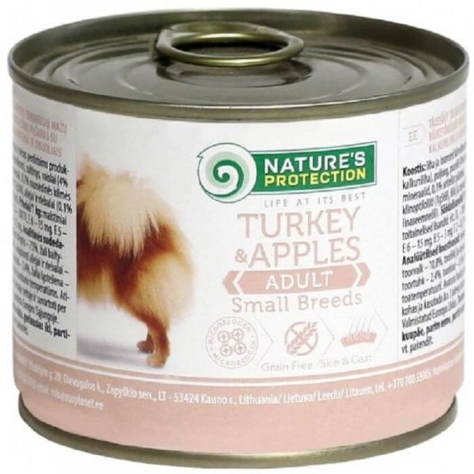 Natures Protection Dog Adult Small Breed Turkey Apples, з індичкою і яблуками