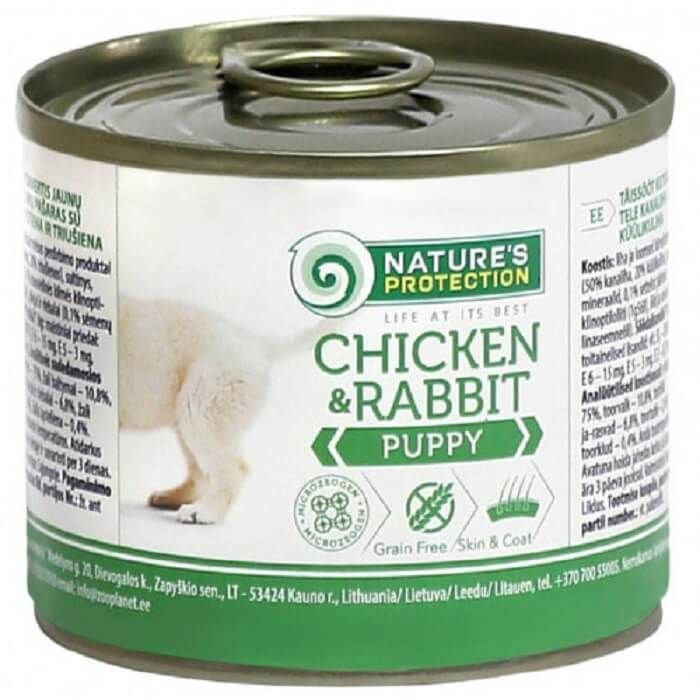 Natures Protection Dog Puppy Chicken Rabbit, курка з кроликом