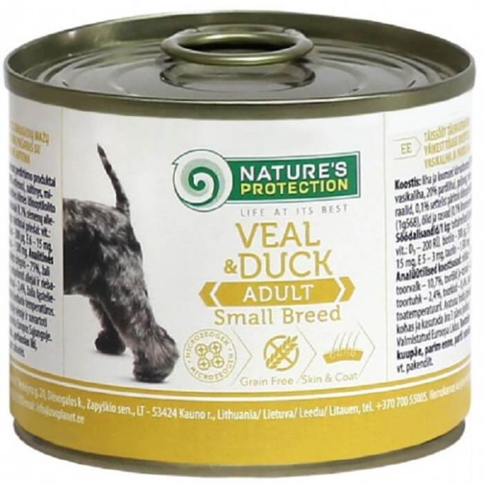 Natures Protection Dog Adult Small Breed Veal Duck, телятина з качкою