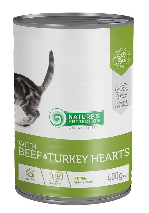 Natures Protection Cat Kitten Beef Turkey hearts Pate, для кошенят з яловичиною і серцем індички