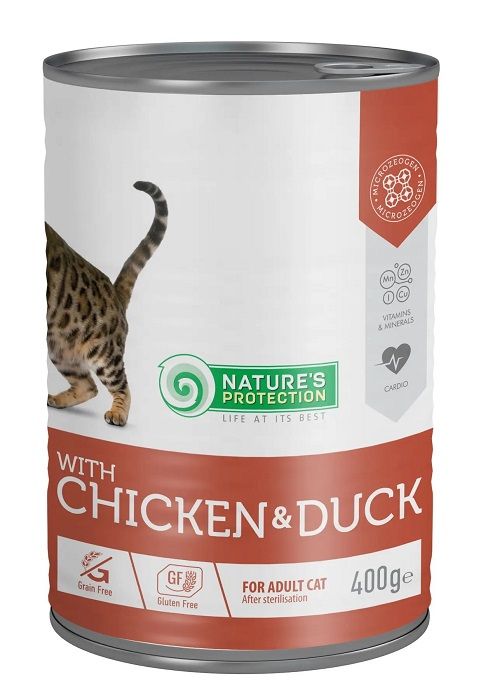 Natures Protection Cat Adult Sterilized Chicken Duck, курка з качкою