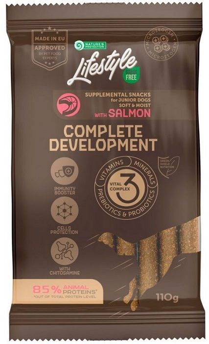 Natures Protection Lifestyle GF Dog Snack Salmon Complete development, Беззернові для юніорів з лососем
