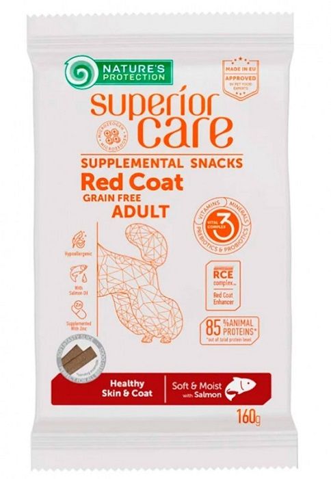 Natures Protection Dog Snack Superior Care Red Coat Healthy Skin Coat для дорослих собак з рудим забарвленням з лососем