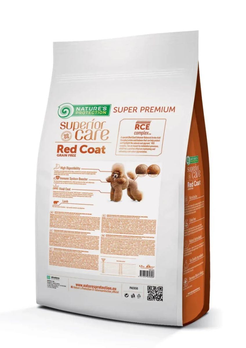 Nature's Protection Superior Care Red Coat Grain Free Lamb Adult Small Breeds для порід з рудим забарвленням, з ягням