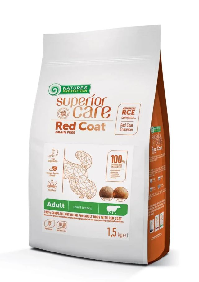 Nature's Protection Superior Care Red Coat Grain Free Lamb Adult Small Breeds для порід з рудим забарвленням, з ягням