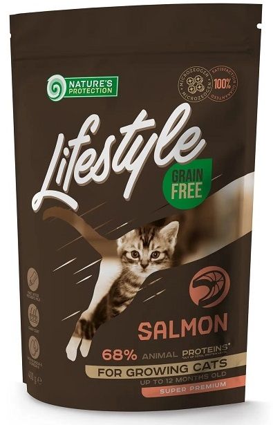 Natures Protection Lifestyle GF Cat Kitten Salmon, з лососем