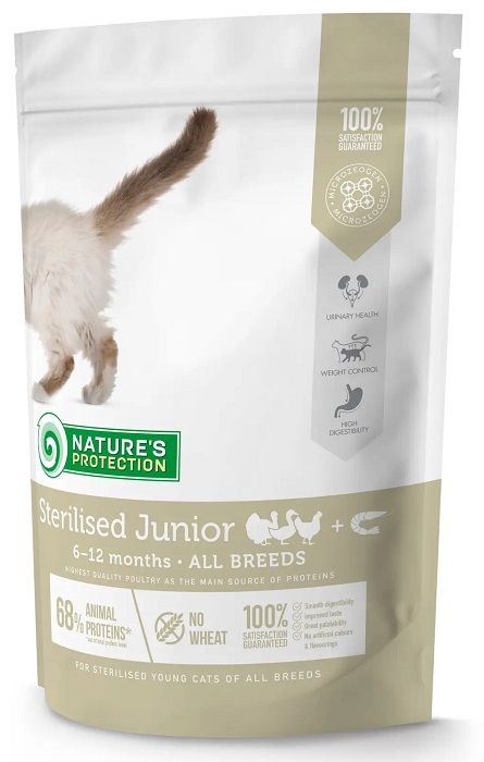 Natures Protection Cat Junior Sterilised Poultry Krill, для кошенят, що ростуть після стерилізації