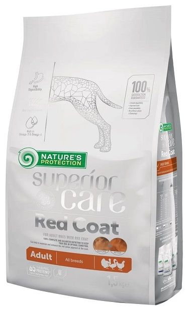 Natures Protection Dog Adult Superior Care Red Coat All Breeds, з м'ясом птиці