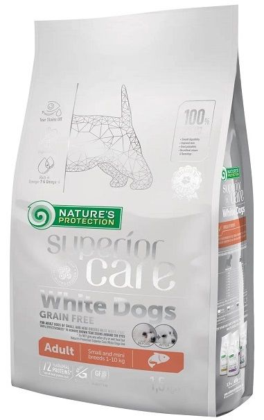 Natures Protection Dog Adult Superior Care Grain Free White dogs Small Mini Breeds Salmon, з лососем