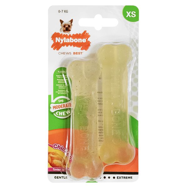 Nylabone Flexi Chew Twin Pack з помірним стилем гризіння, смак курки