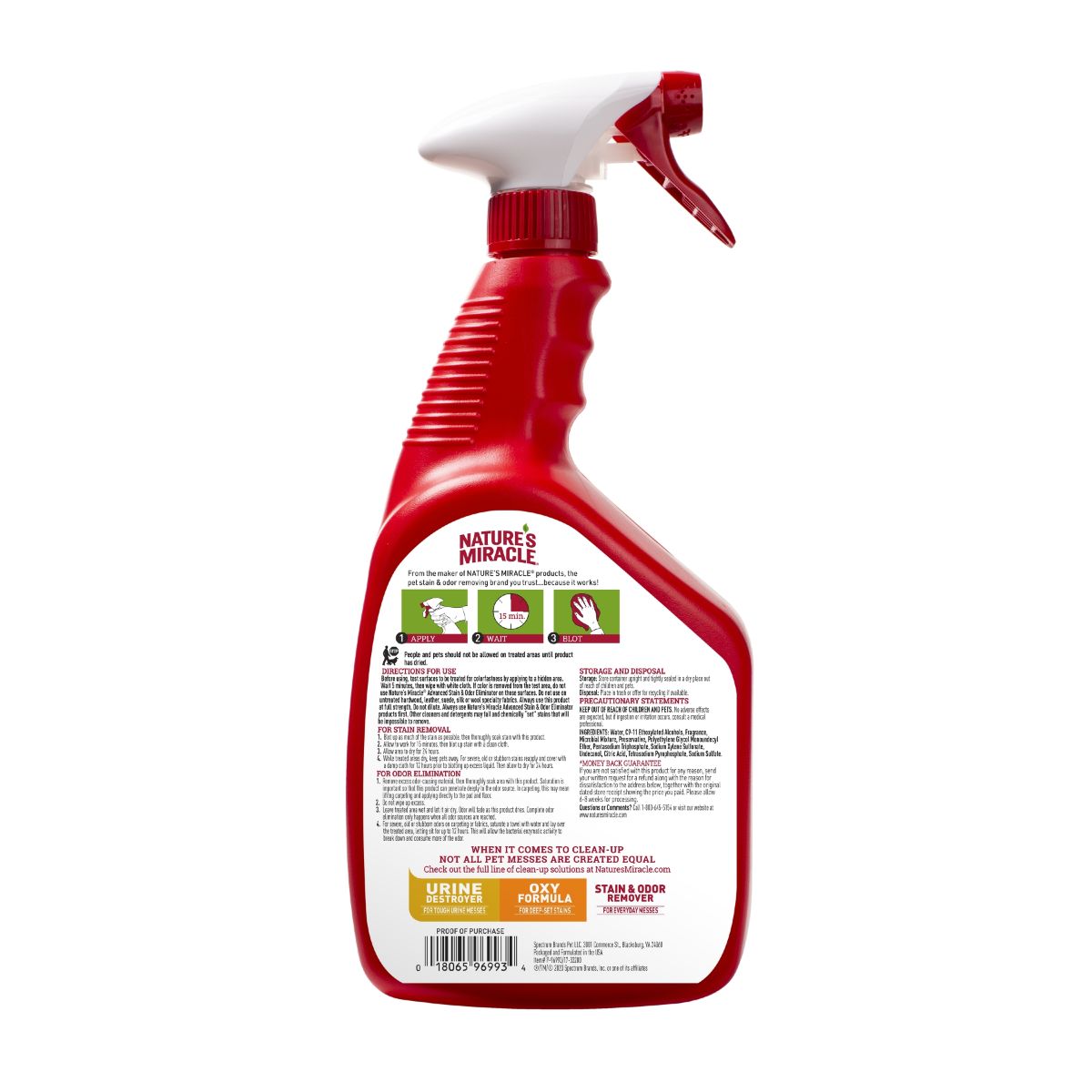 8in1 Natures Miracle ADV Cat Stain and Odor Elimin Spray Lemon для усунення плям та запахів від котів з посил. формулою