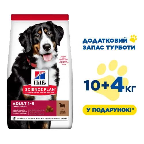 Hills Dog Adult Science Plan Large Breed Lamb Rice, з ягням та рисом