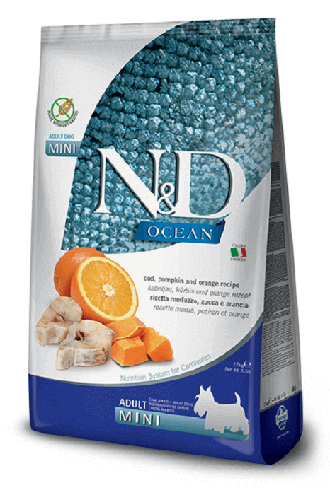 Farmina N&D (Ocean) Grain Free Cod, Pumpkin & Orange Adult Mini, з тріскою та апельсином