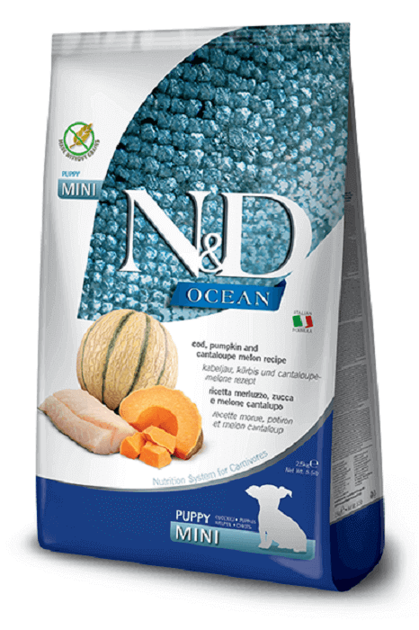 Farmina N&D (Ocean) Grain Free Cod, Pumpkin & Cantaloupe Melon Puppy Mini, з тріскою та динею