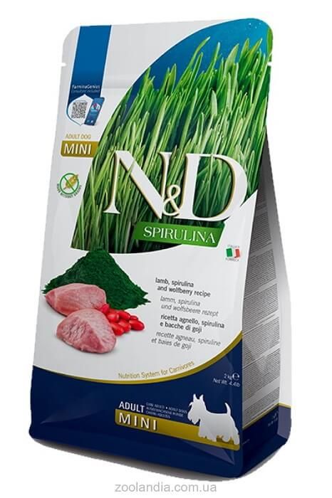 Farmina N&D (Spirulina) Lamb & Goji Berries Adult Mini, з ягням та ягодами годжі