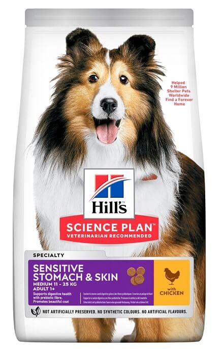 Hills Dog Adult Science Plan Sensitive Stomach Skin Medium, з куркою