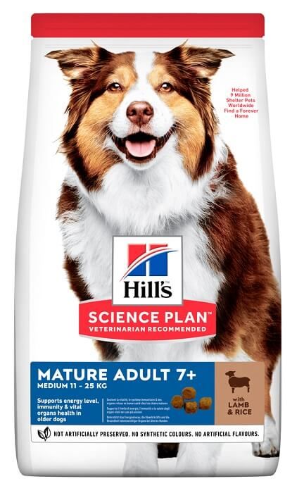 Hills Dog Adult Science Plan Mature Medium Lamb Rice, з ягням
