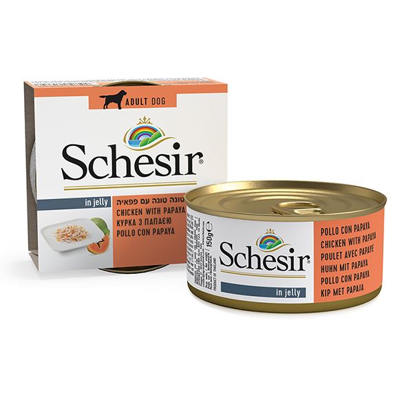 Schesir Dog Adult Chicken Papaya Wet, курка з папаєю