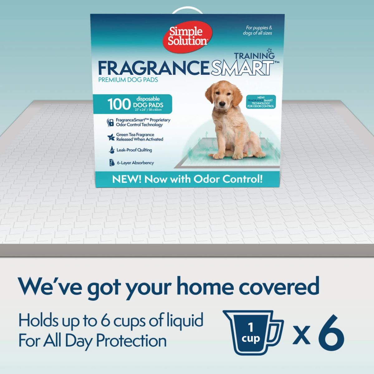 Simple Solution FragranceSmart™ Odor Control Puppy Training Pads Пелюшки для тварин з ароматом зеленого чаю