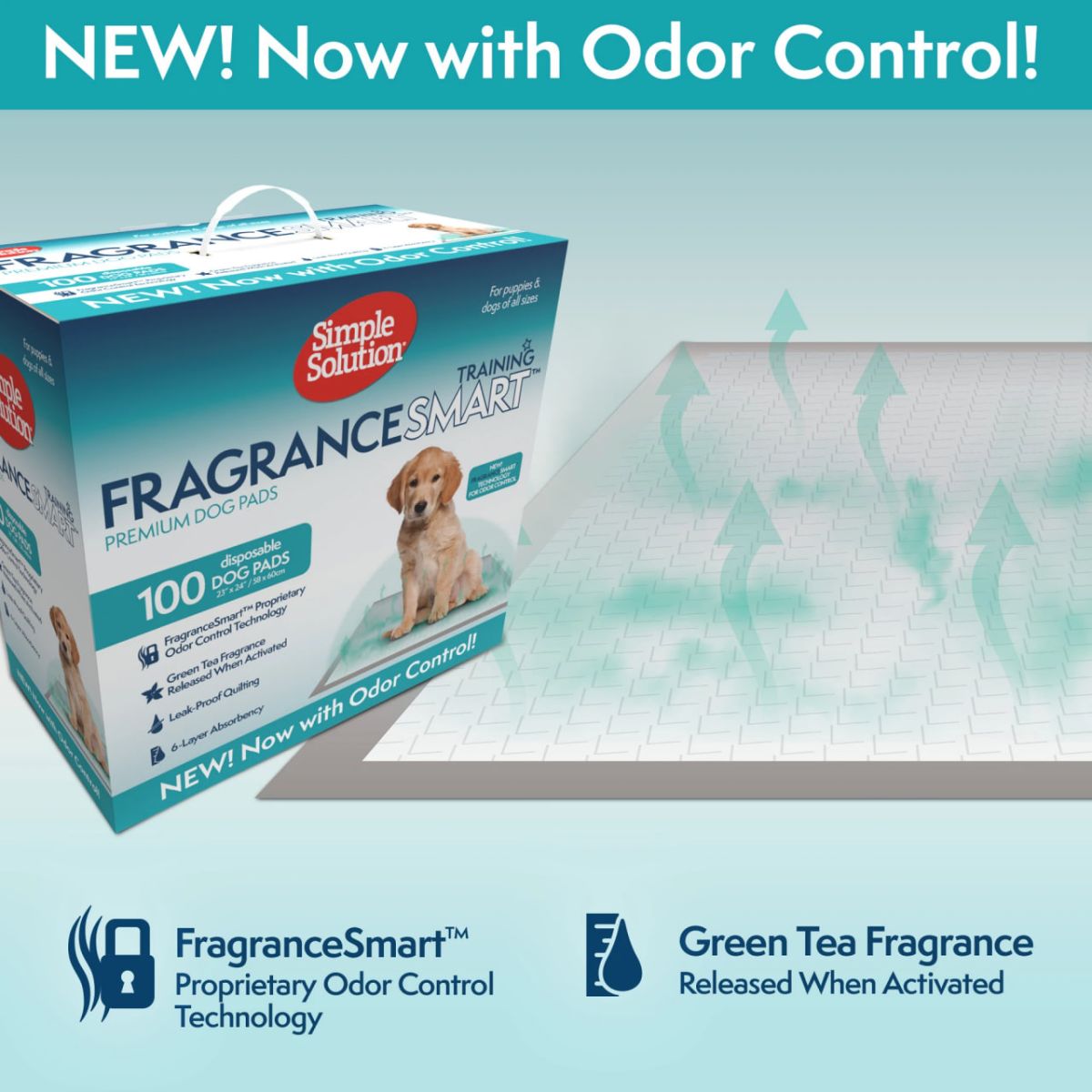 Simple Solution FragranceSmart™ Odor Control Puppy Training Pads Пелюшки для тварин з ароматом зеленого чаю