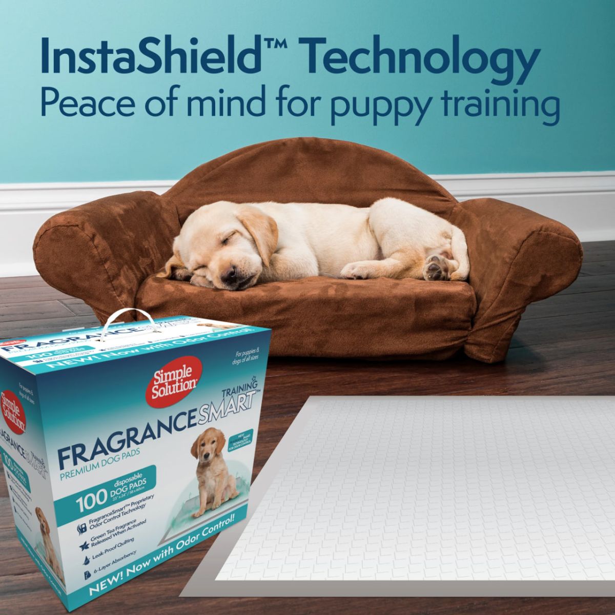 Simple Solution FragranceSmart™ Odor Control Puppy Training Pads Пелюшки для тварин з ароматом зеленого чаю