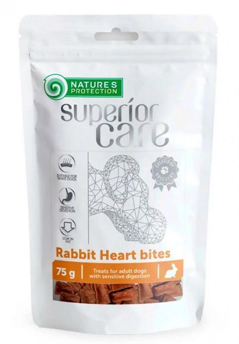 Natures Protection Dog Snack Superior Care Rabbit Heart Bites, серце кролика шматочками з куркою